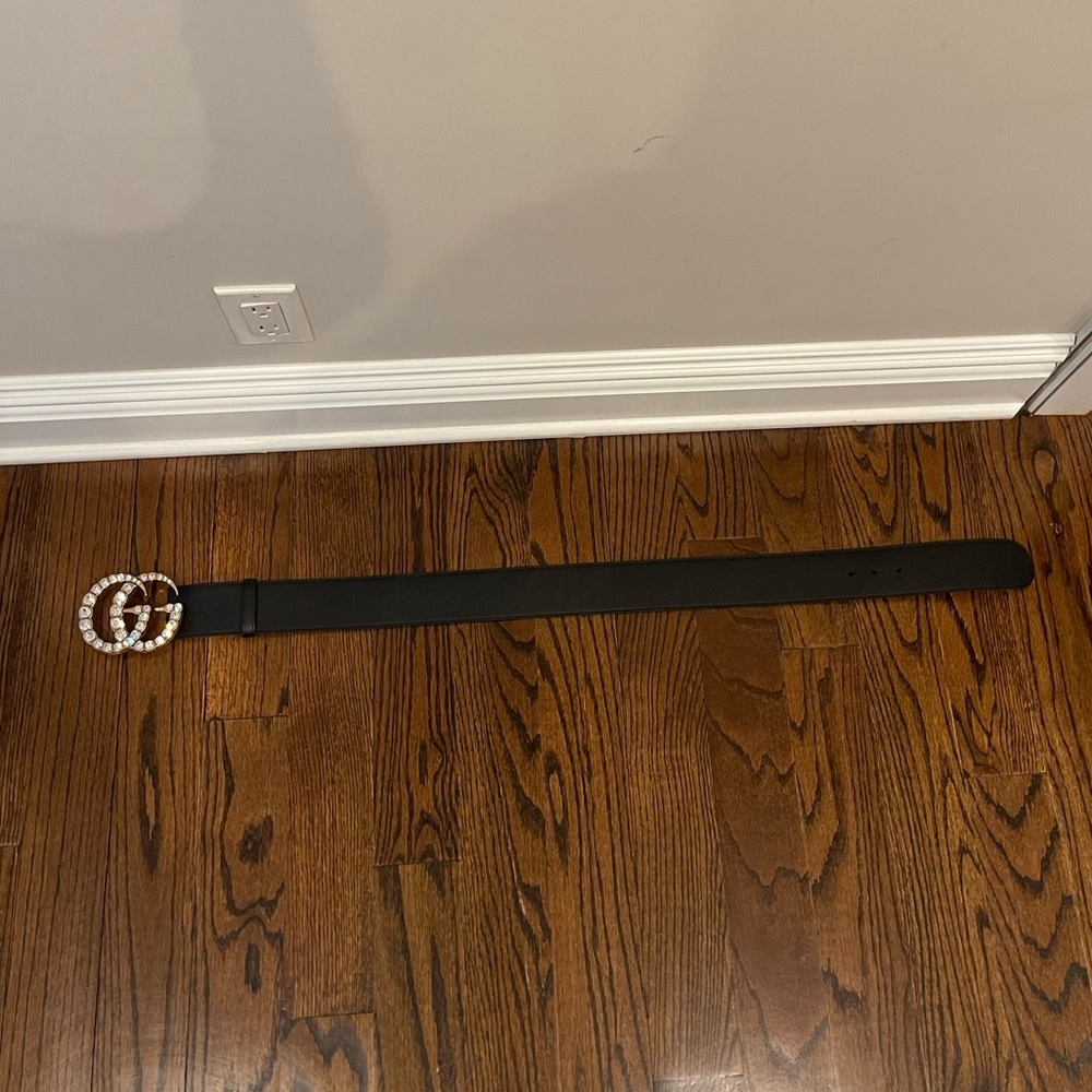 GUCCI Rhinestone Accents Leather Waist Belt - Picture 12 of 13